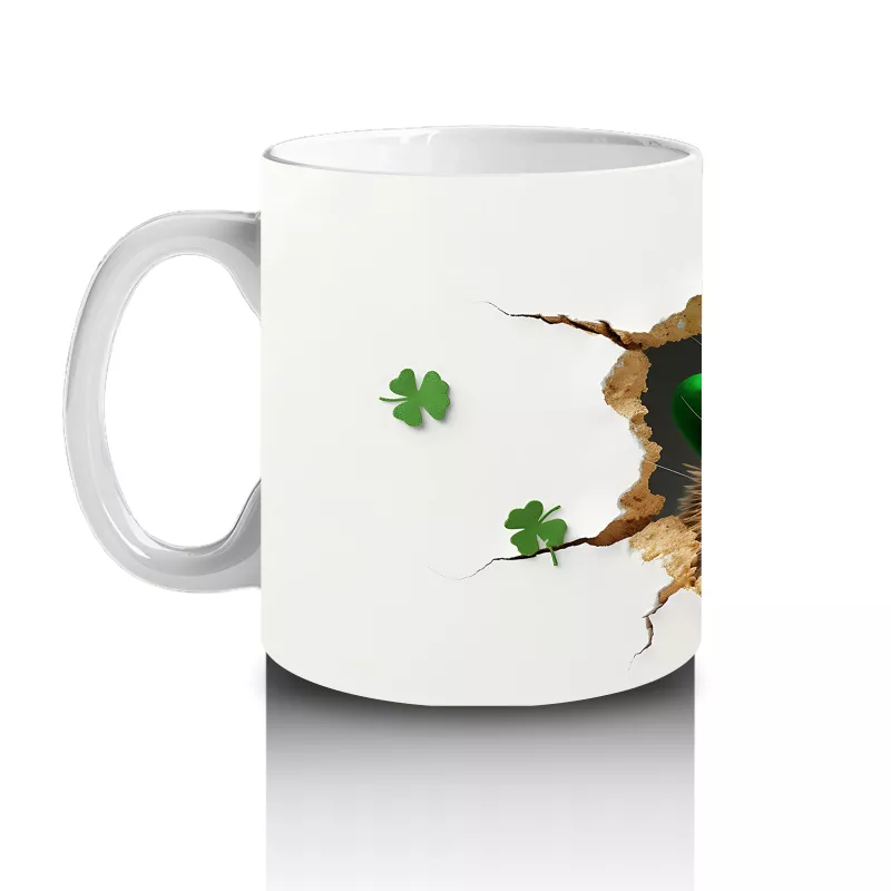 St. Patrick’s Şapkalı Sevimli Kirpi Tasarımı - Baskılı kahve kupası - 2