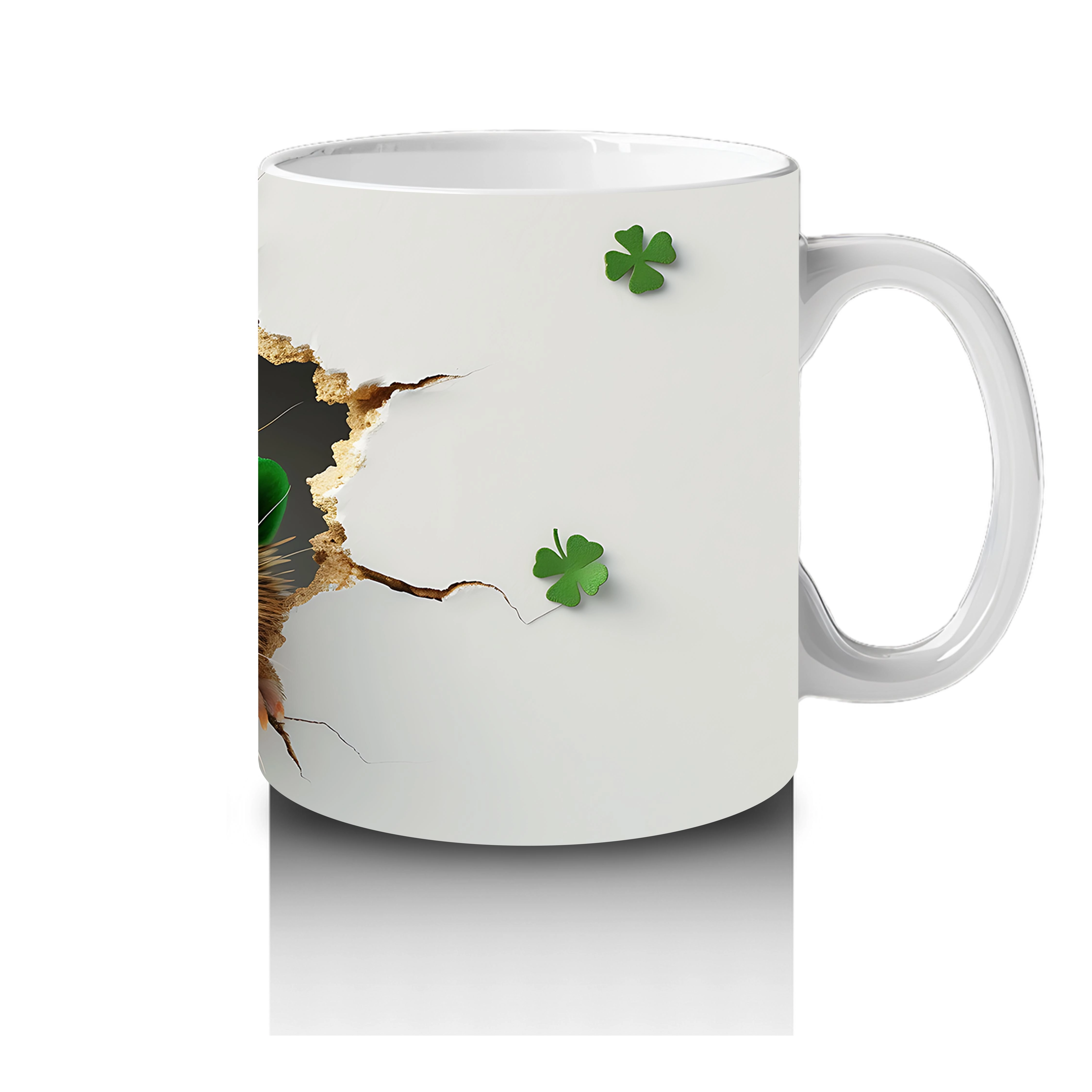 St. Patrick’s Şapkalı Sevimli Kirpi Tasarımı - Baskılı kahve kupası - 4