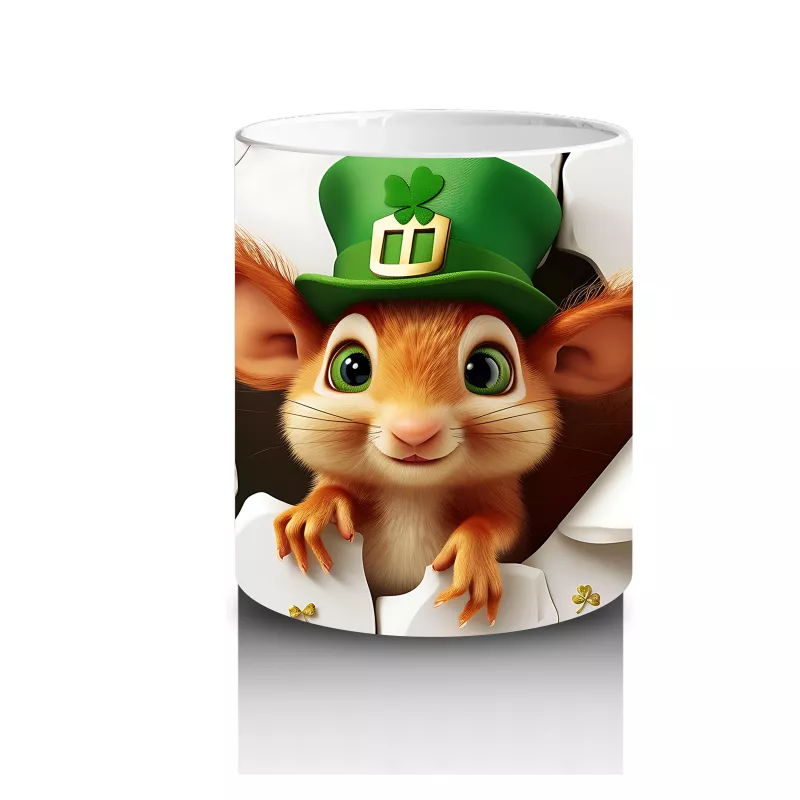 St. Patrick’s Temalı Sevimli Fare Karakteri - Baskılı kahve kupası - 3