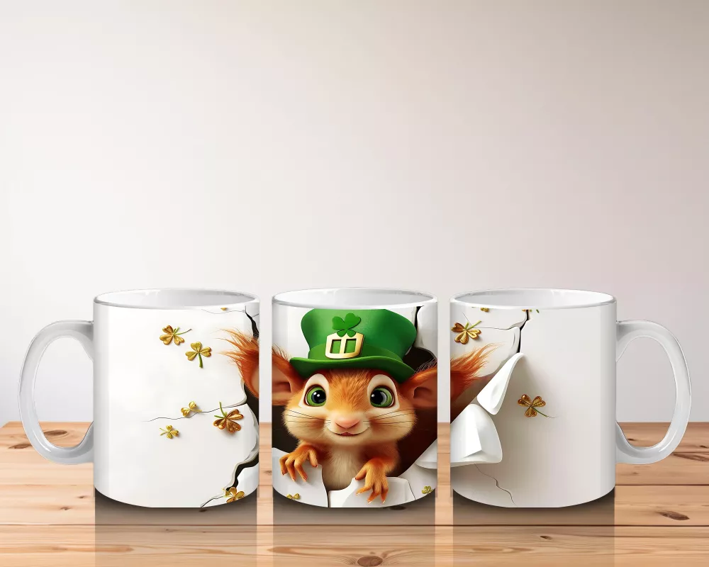 St. Patrick’s Temalı Sevimli Fare Karakteri - Baskılı kahve kupası - 5