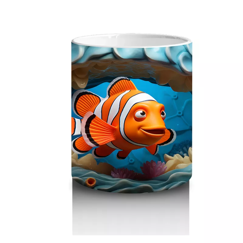 Sualtı Dünyasında Tek Palyaço Balığı – Baskılı Kahve Kupası - 3