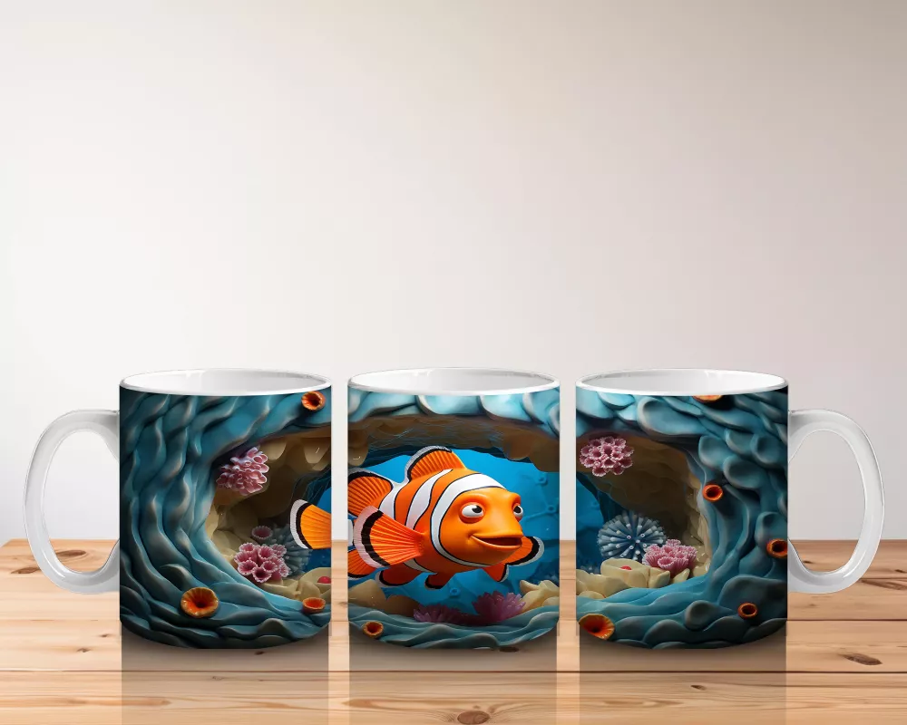 Sualtı Dünyasında Tek Palyaço Balığı – Baskılı Kahve Kupası - 5