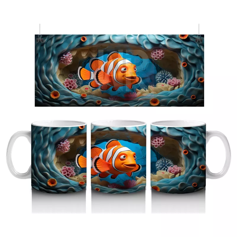 Sualtı Dünyasında Tek Palyaço Balığı – Baskılı Kahve Kupası