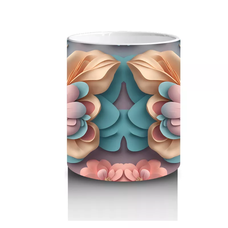 Sürreal Renkli Kelebek Deseni - Baskılı Kahve Kupası - 3