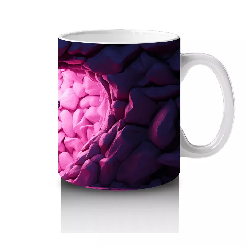 Taş Kalp Yüzey Üzerinde Işıltılı Pembe Kelebek - Baskılı kahve kupası - 4