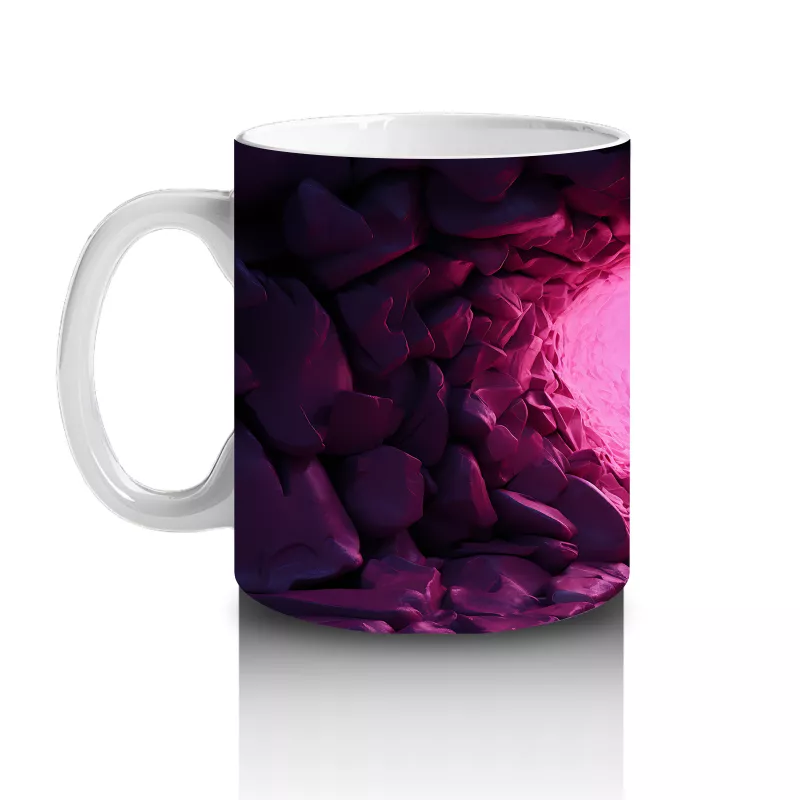 Taşlarla Çevrili Kalpli Kelebek – Baskılı Kahve Kupası - 2