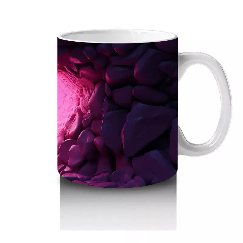 Taşlarla Çevrili Kalpli Kelebek – Baskılı Kahve Kupası - 4