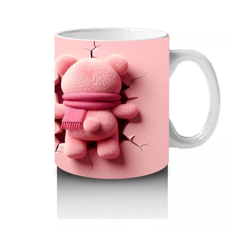 Tatlı Ayıcık Maskot ve Arka Görünümü – Baskılı Kahve Kupası - 4