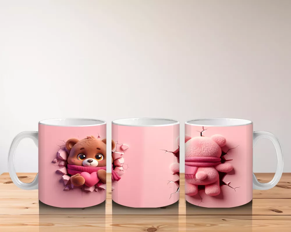 Tatlı Ayıcık Maskot ve Arka Görünümü – Baskılı Kahve Kupası - 5