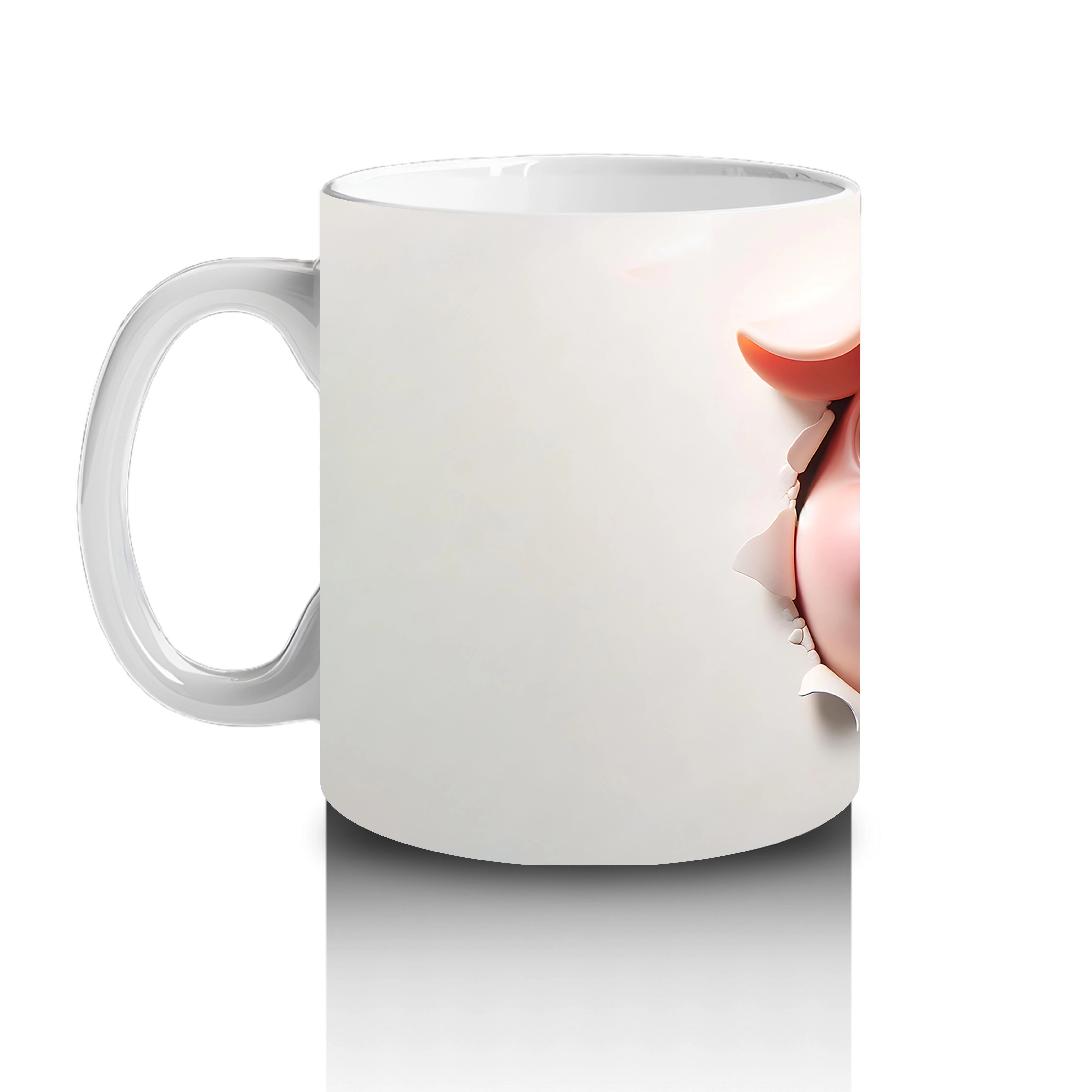 Tatlı Gülümsemesiyle Şapkalı Domuz – Baskılı Kahve Kupası - 2