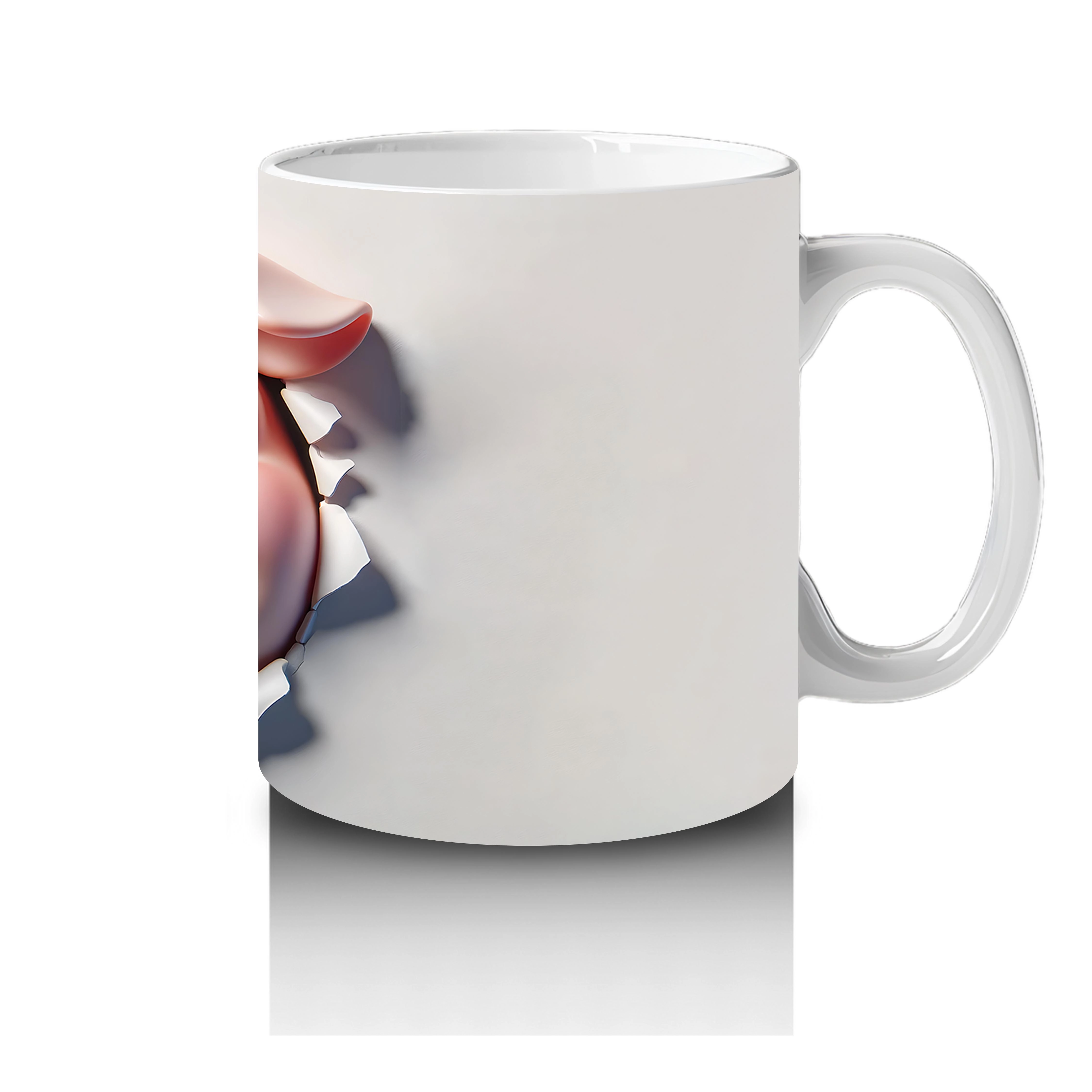 Tatlı Gülümsemesiyle Şapkalı Domuz – Baskılı Kahve Kupası - 4