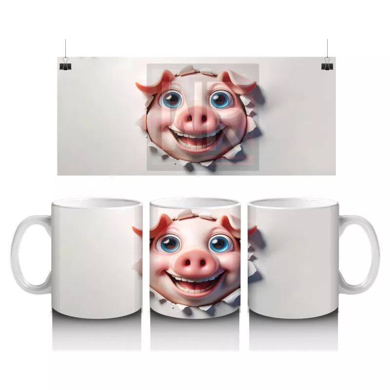 Tatlı Gülümsemesiyle Şapkalı Domuz – Baskılı Kahve Kupası