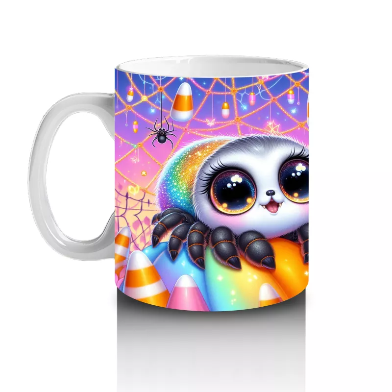 Tatlı Hayalet ve Balkabağı Figürlü Renkli Cadılar Bayramı Baskılı Kupa - 2