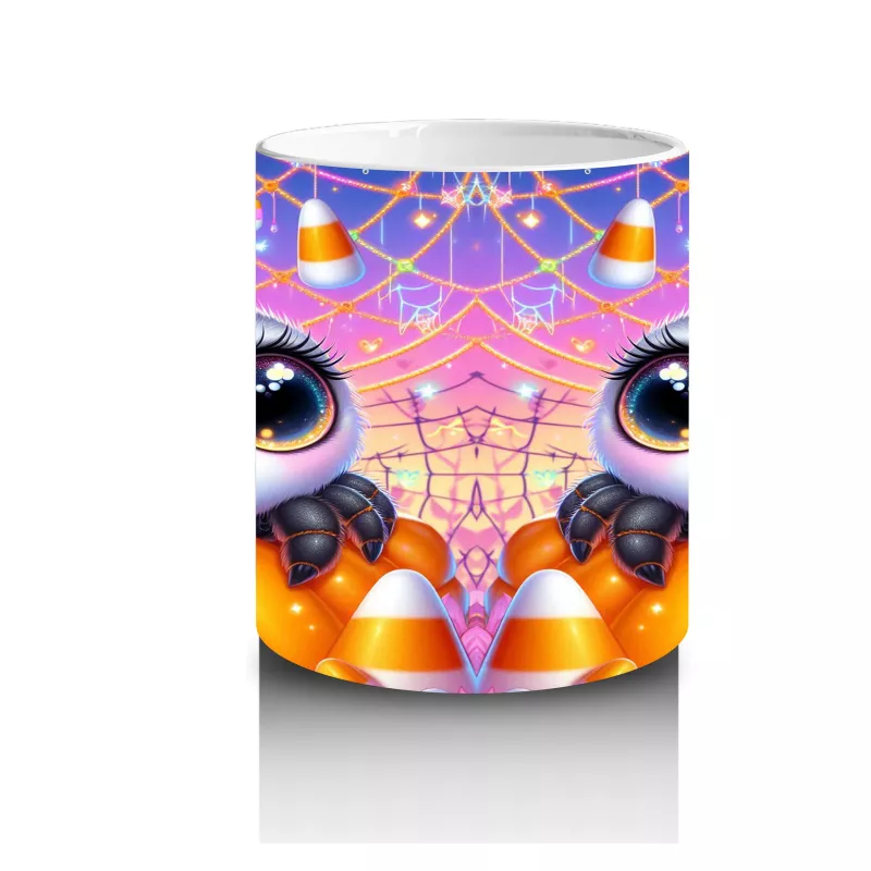 Tatlı Hayalet ve Balkabağı Figürlü Renkli Cadılar Bayramı Baskılı Kupa - 3