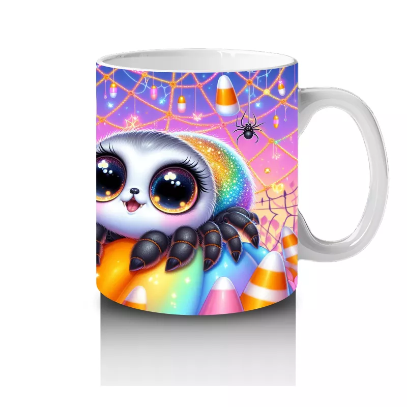 Tatlı Hayalet ve Balkabağı Figürlü Renkli Cadılar Bayramı Baskılı Kupa - 4