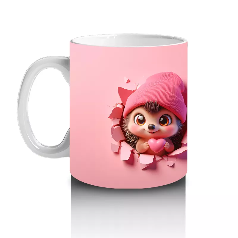 Tatlı Kışlık Şapkalı Kirpi – Baskılı Kahve Kupası - 2