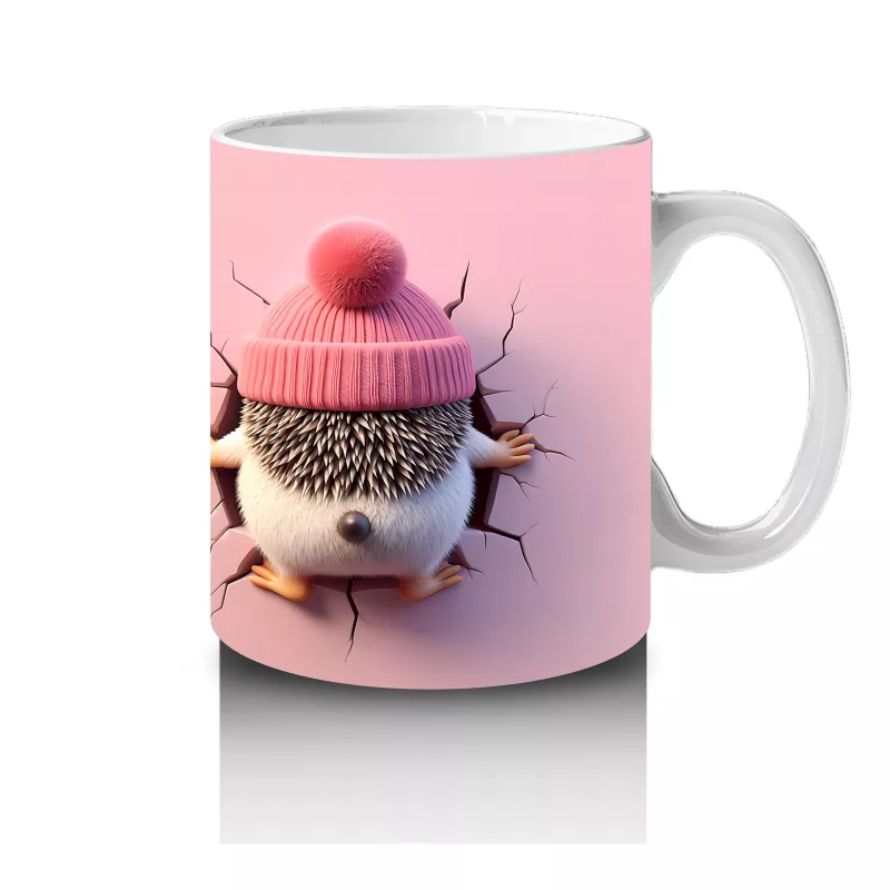 Tatlı Kışlık Şapkalı Kirpi – Baskılı Kahve Kupası - 4