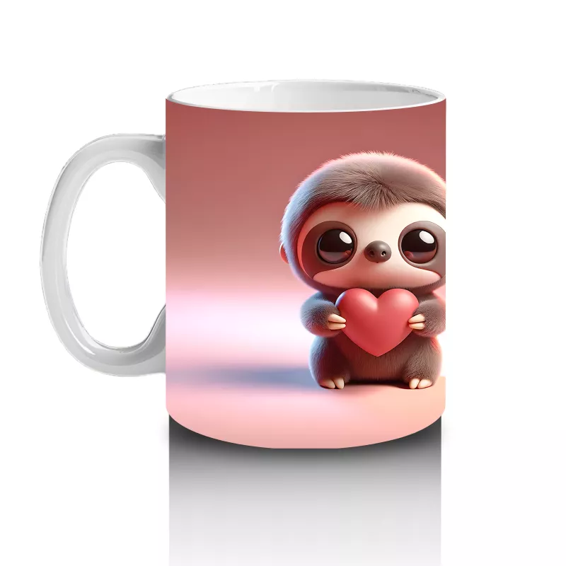 Tatlı Kız Maskotu ve Peluş Arkadan – Baskılı Kahve Kupası - 2