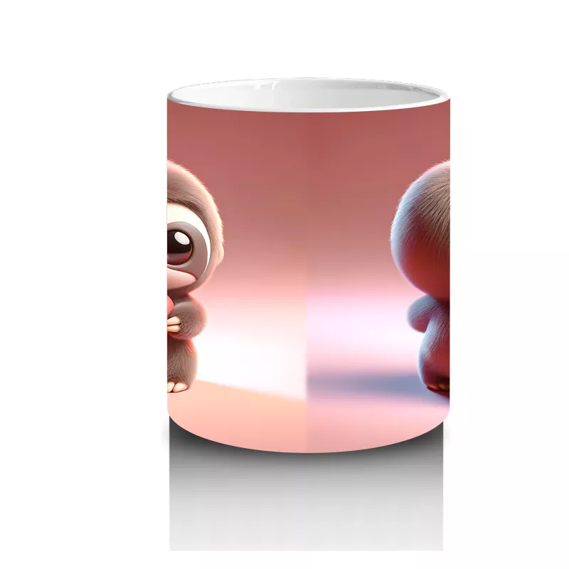 Tatlı Kız Maskotu ve Peluş Arkadan – Baskılı Kahve Kupası - 3