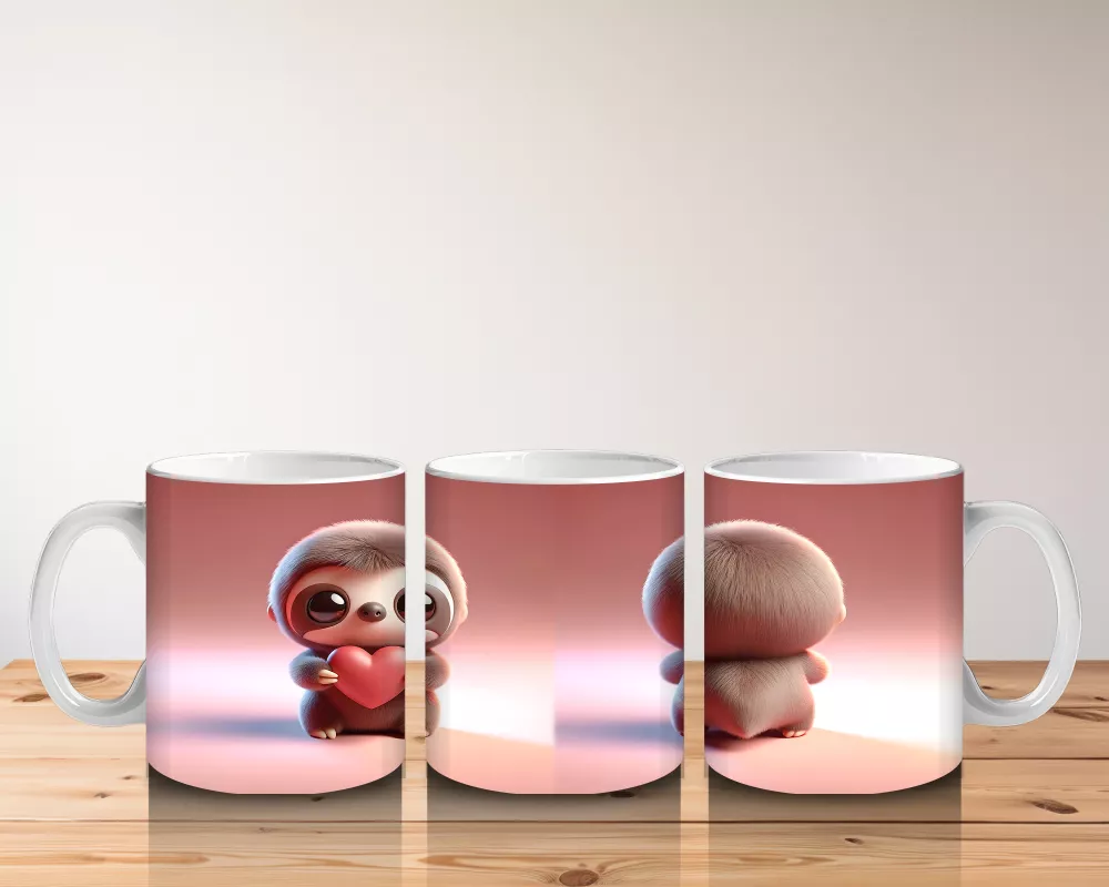 Tatlı Kız Maskotu ve Peluş Arkadan – Baskılı Kahve Kupası - 5