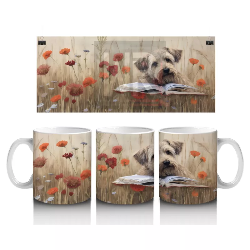 Tatlı Oyuncaklar ve Kitap Okuyan Köpek – Baskılı Kahve Kupası