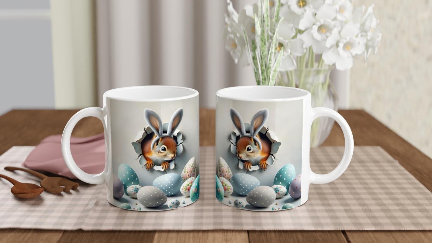 Tavşan Kulaklı Sincap Temalı Baskılı Kupa Bardak - 5