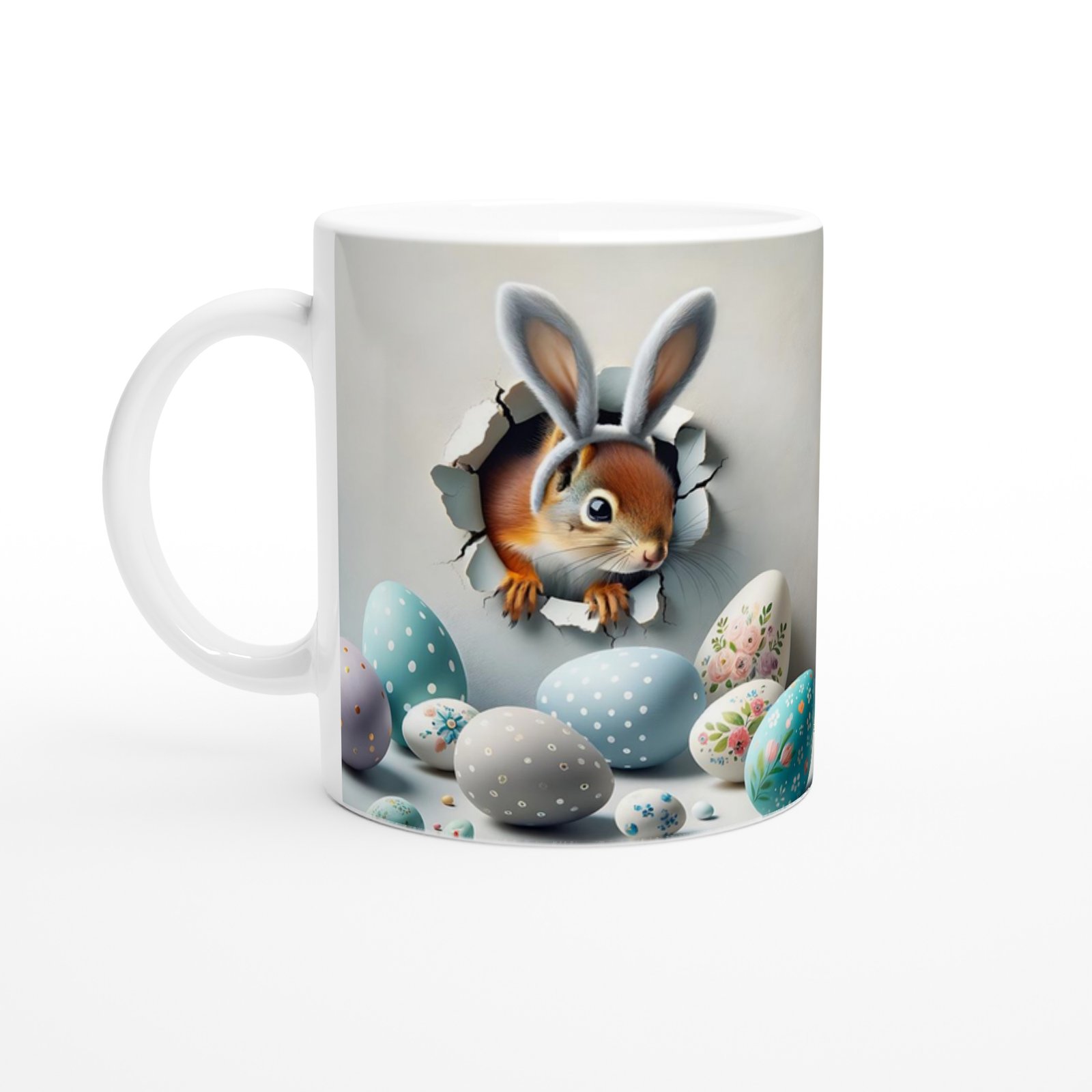 Tavşan Kulaklı Sincap Temalı Baskılı Kupa Bardak