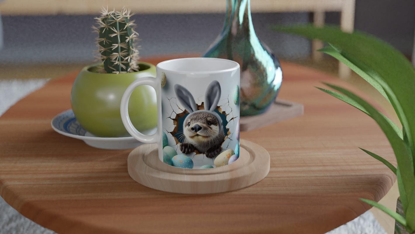 Tavşan Kulaklı Su Samuru Temalı Baskılı Kupa Bardak - 4