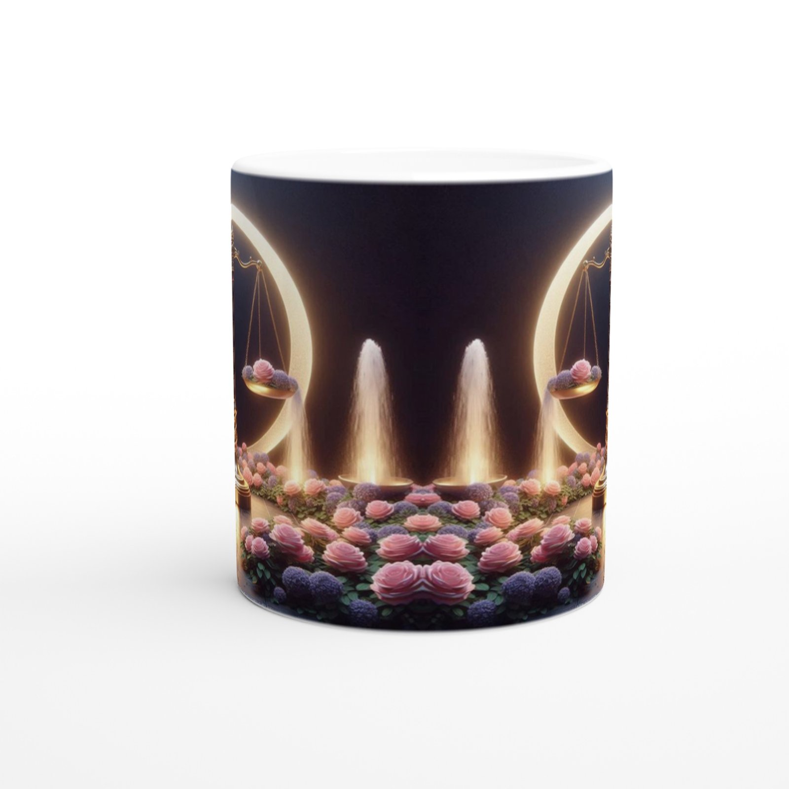 Terazi Burcu Baskılı Kahve Kupası - Ay ışığında Zodyak Bahçesi Vs3 - 2