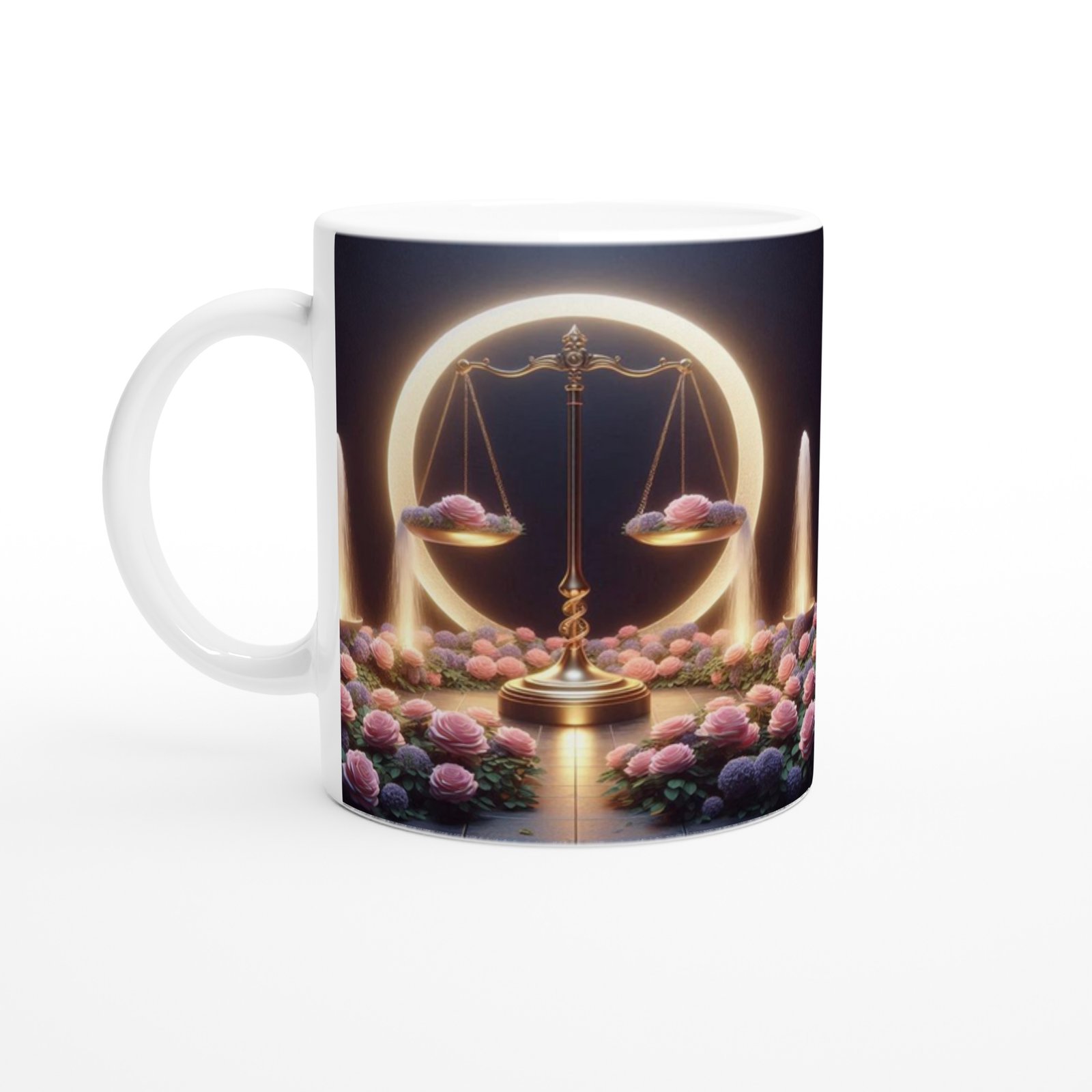 Terazi Burcu Baskılı Kahve Kupası - Ay ışığında Zodyak Bahçesi Vs3