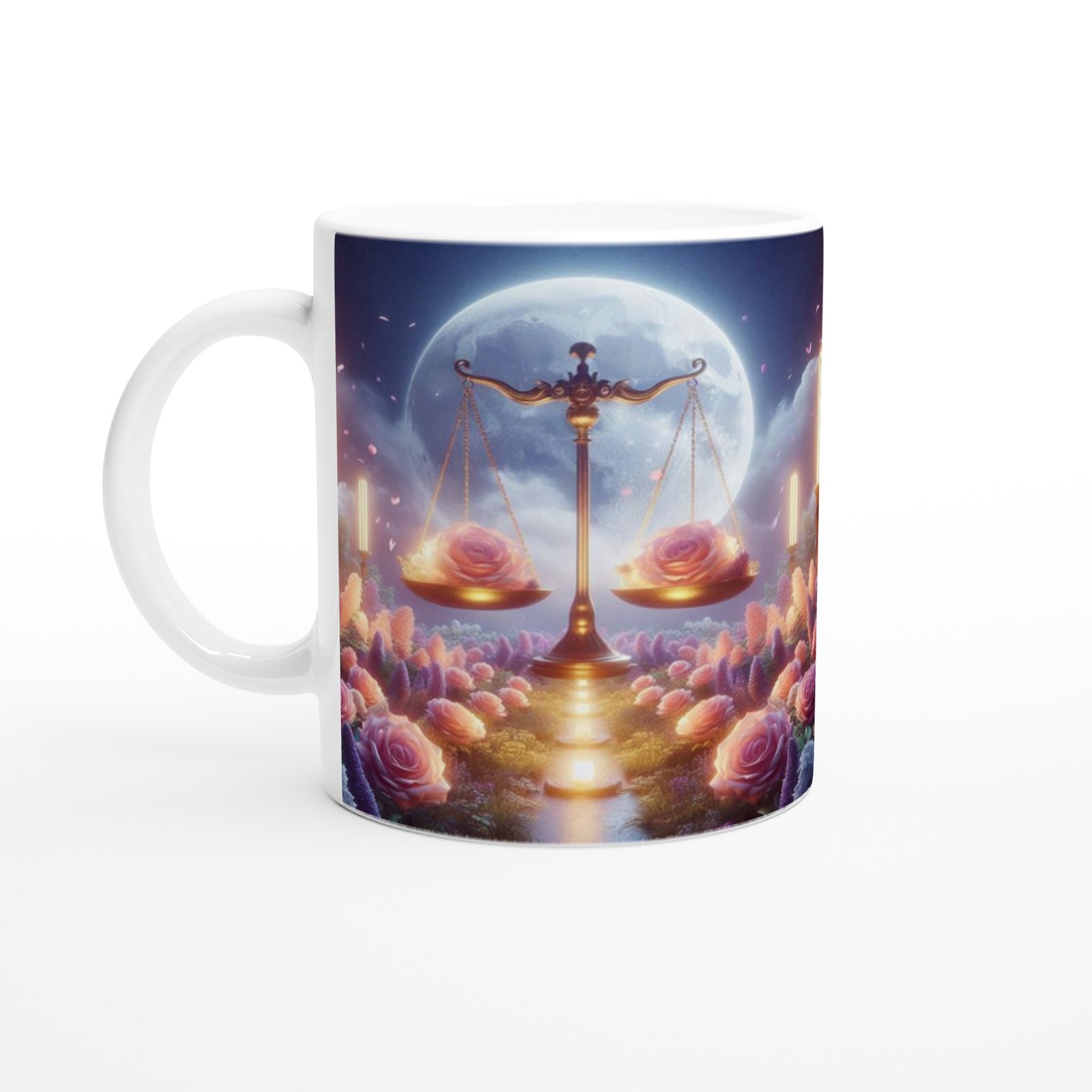 Terazi Burcu Baskılı Kahve Kupası - Ay ışığında Zodyak Bahçesi Vs4