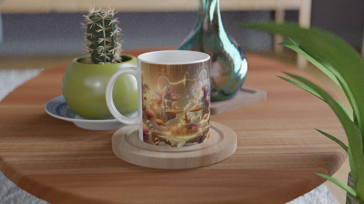 Terazi Burcu Baskılı Kahve Kupası - Elementsel Doğa Krallığı Temalı Vs2 - 4