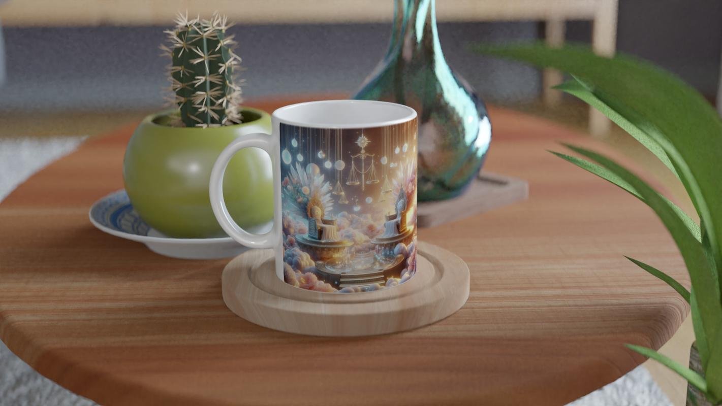 Terazi Burcu Baskılı Kahve Kupası - Elementsel Doğa Krallığı Temalı Vs4 - 4