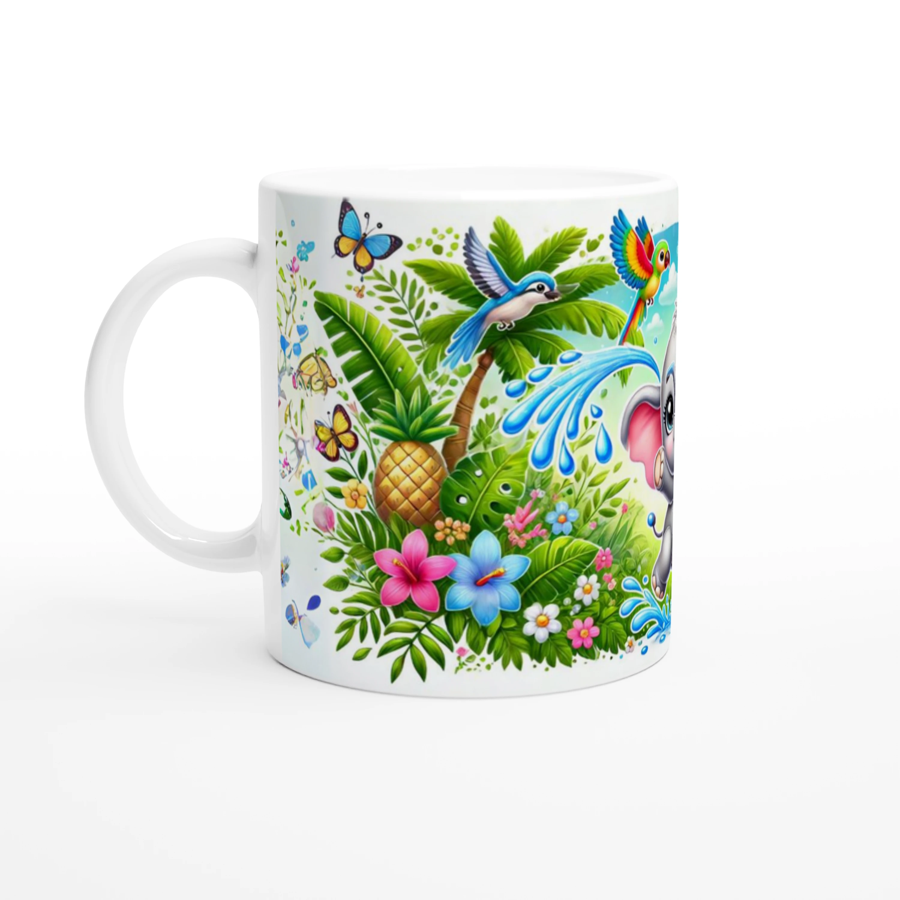 Tropik Fil Neşesi Temalı Çocuklara Özel Baskılı Kupa Bardak - 2