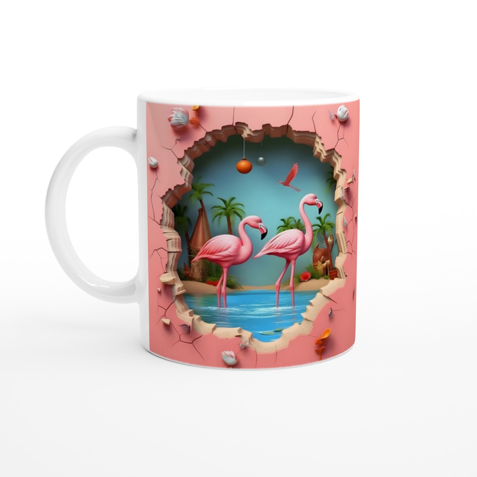 Tropikal Flamingo Baskılı Kupa Bardak