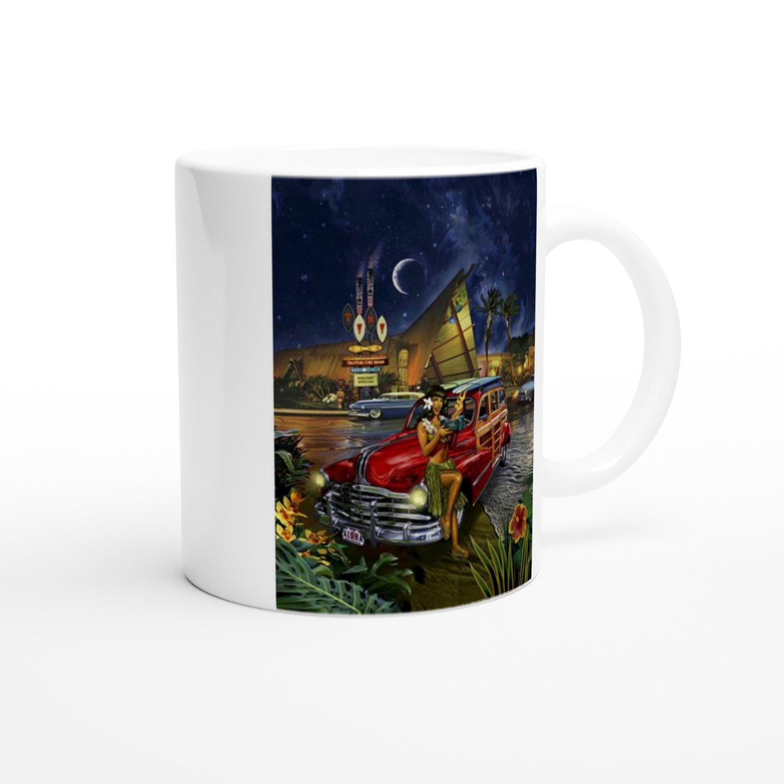 Tropikal Gecede Aloha Kızlı Klasik Araba Kupa - 2