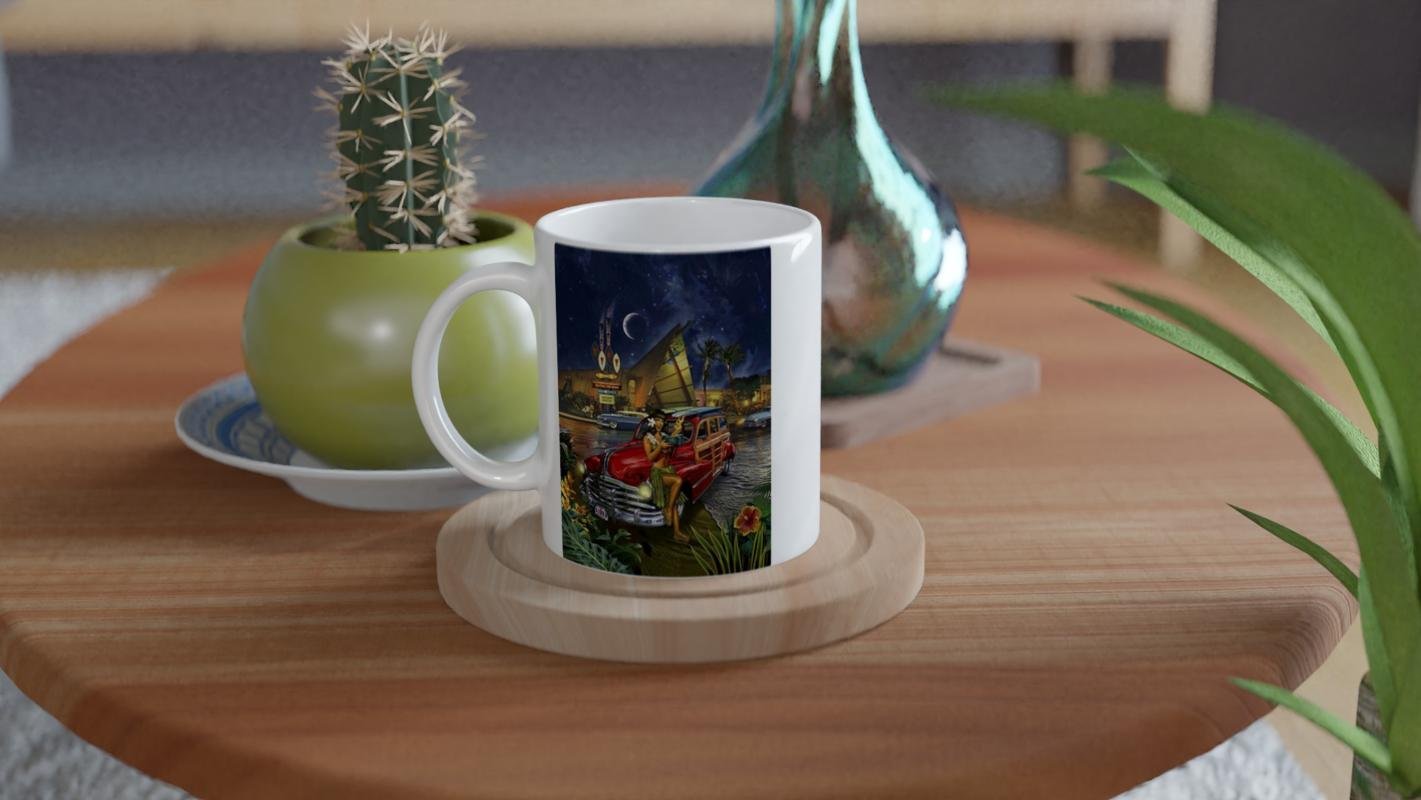 Tropikal Gecede Aloha Kızlı Klasik Araba Kupa - 4