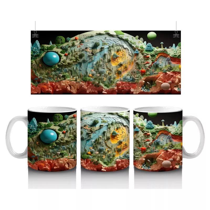 Tropikal Orman ve Kertenkele Detaylı Sahne – Baskılı Kahve Kupası