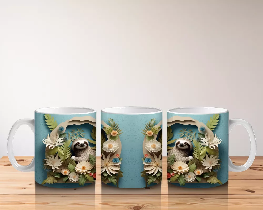 Tropikal Yapraklar Arasında Koala – Baskılı Kahve Kupası - 5