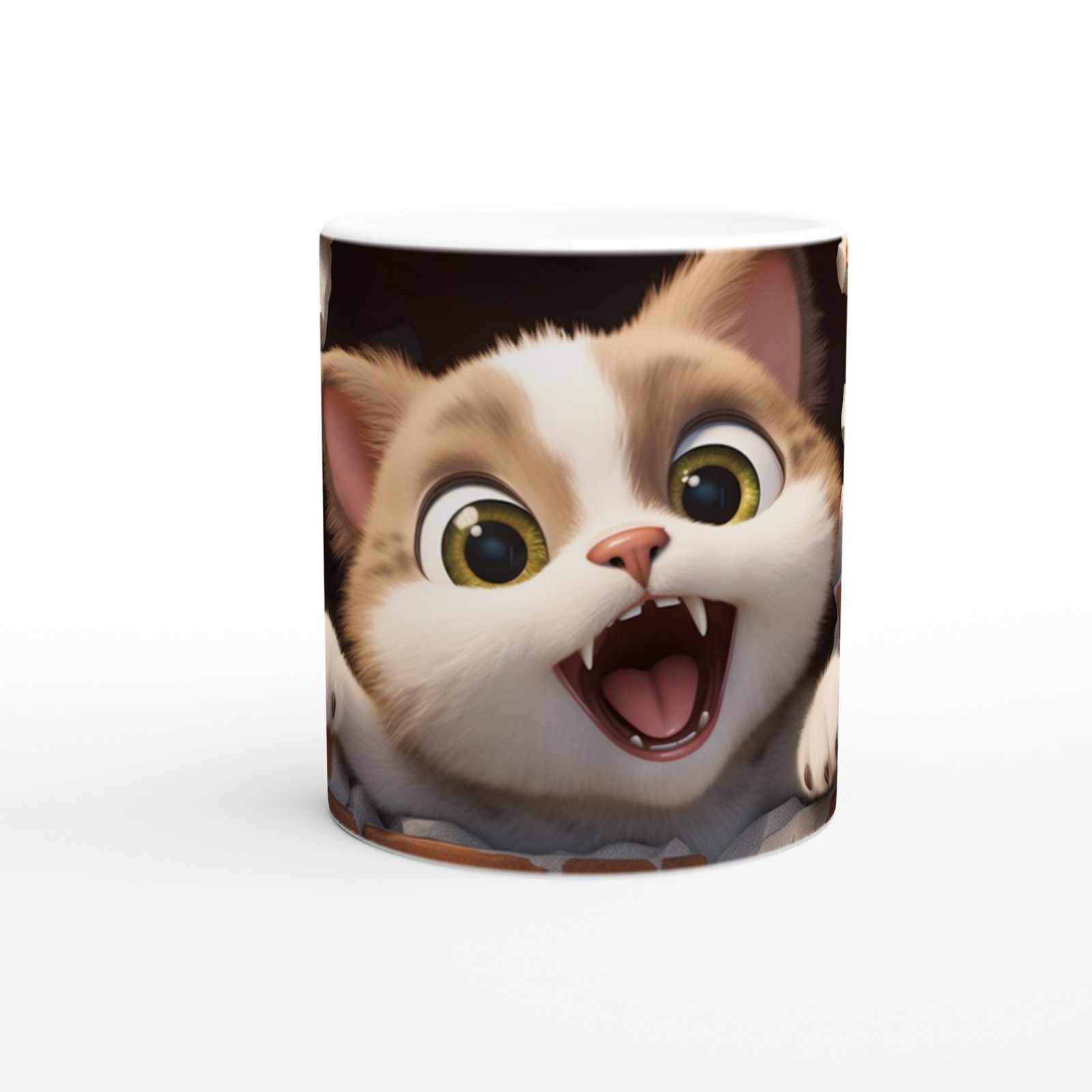 Tuğla Duvarı Yaran Oyuncu Kedi Temalı Baskılı Kupa Bardak