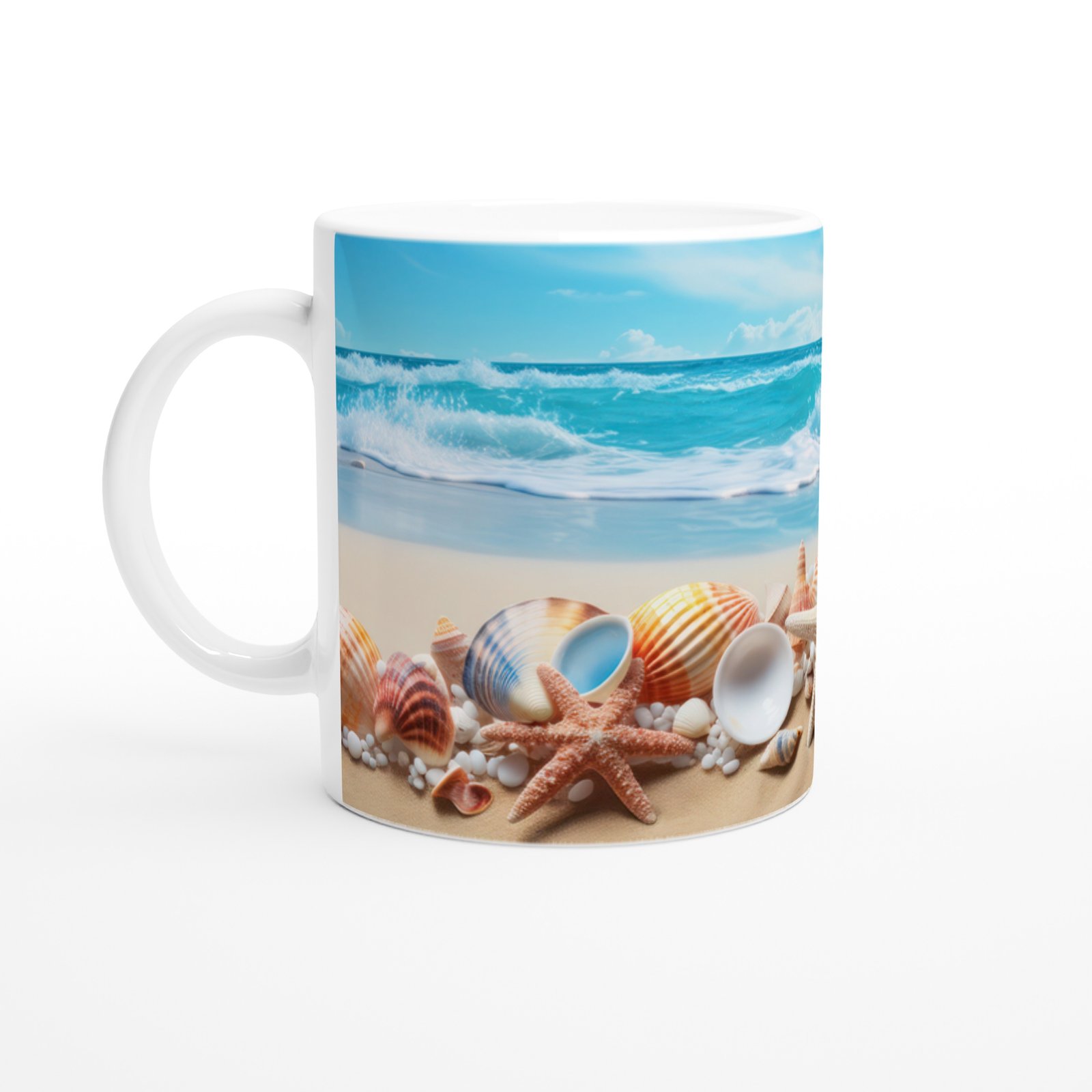 Turkuaz Dalgalar ve Kabuklar Kupa Bardak - 2