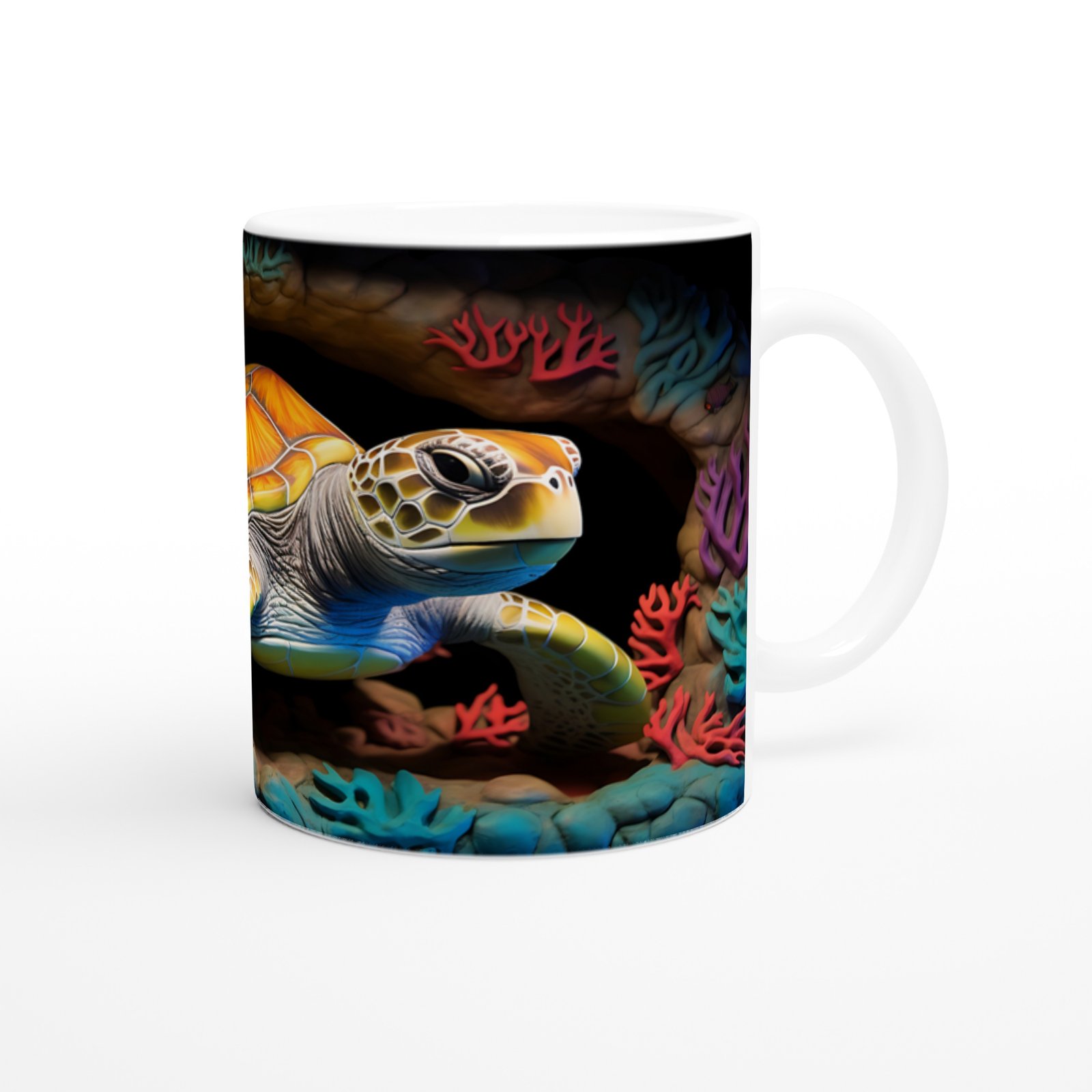 Turuncu Kabuklu Deniz Kaplumbağası Kupa Bardak - 3