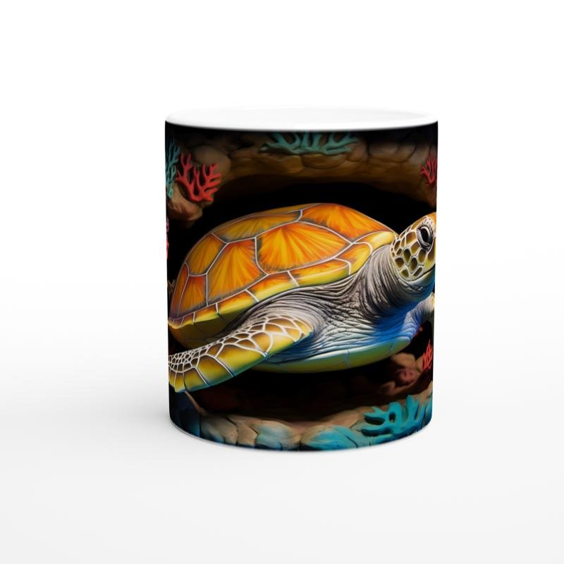 Turuncu Kabuklu Deniz Kaplumbağası Kupa Bardak