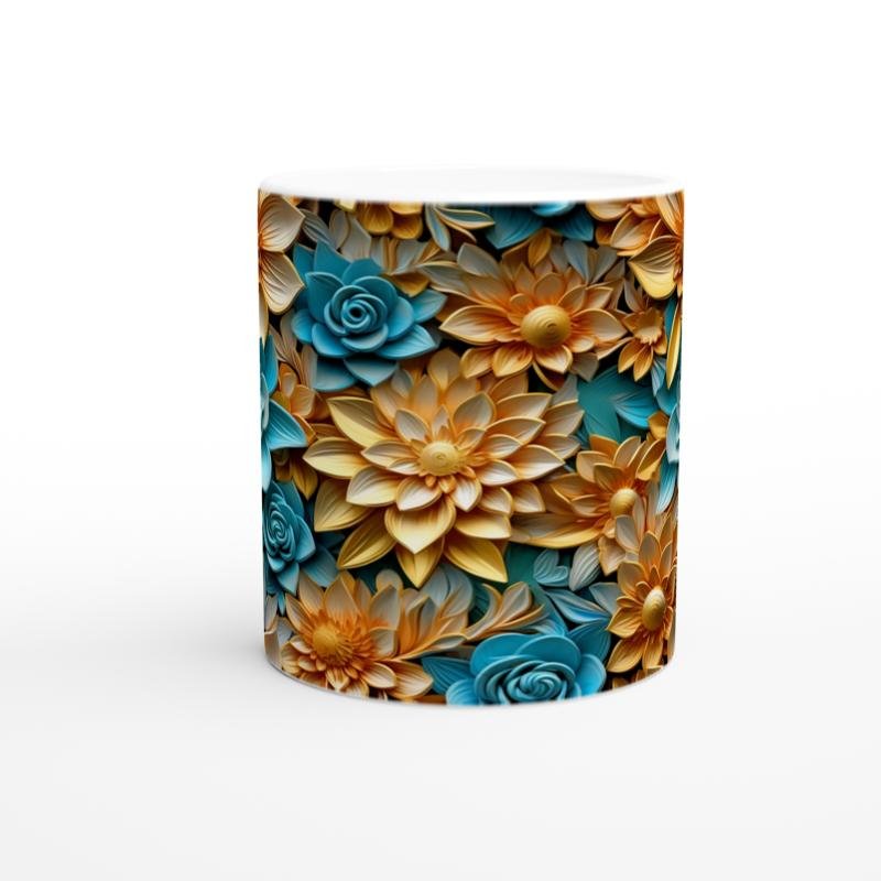 Turuncu ve Turkuaz Bahar Kupa Bardak - 2