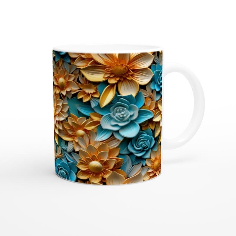 Turuncu ve Turkuaz Bahar Kupa Bardak - 3