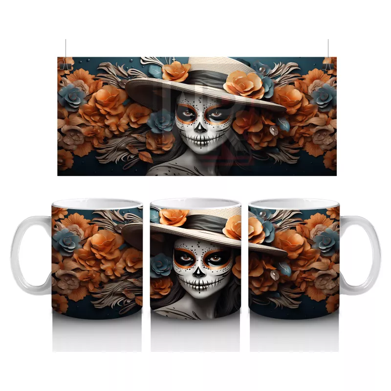 Turuncu Yapraklı Geniş Şapkalı Maskeli Ruh – Hediyelik Kahve Kupası