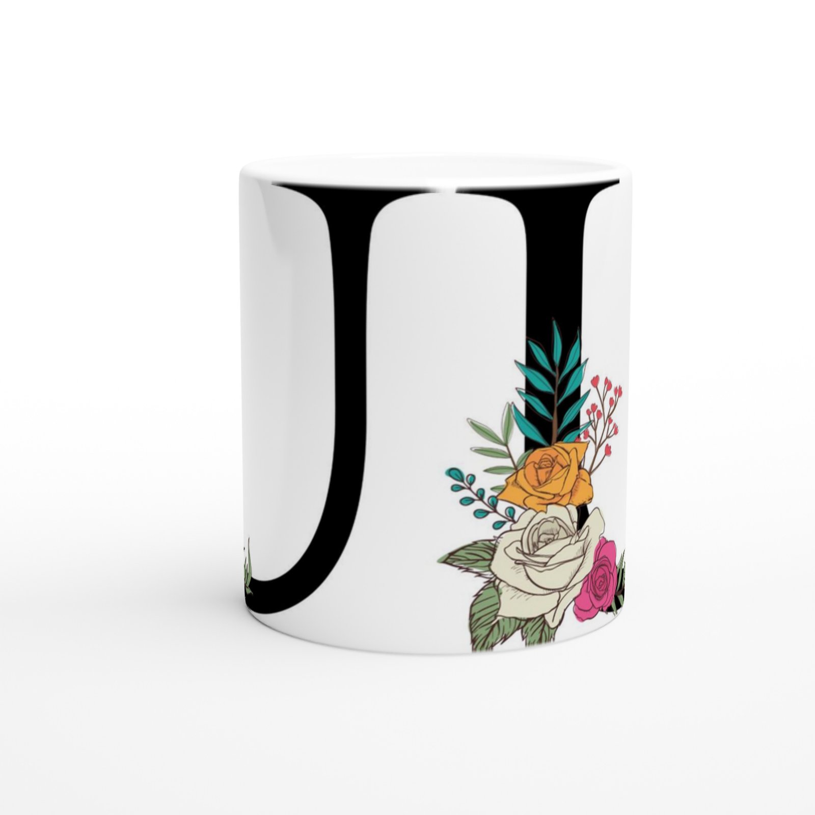 U Harfi Çiçek Motifli Harfli Kupa Bardak - 2