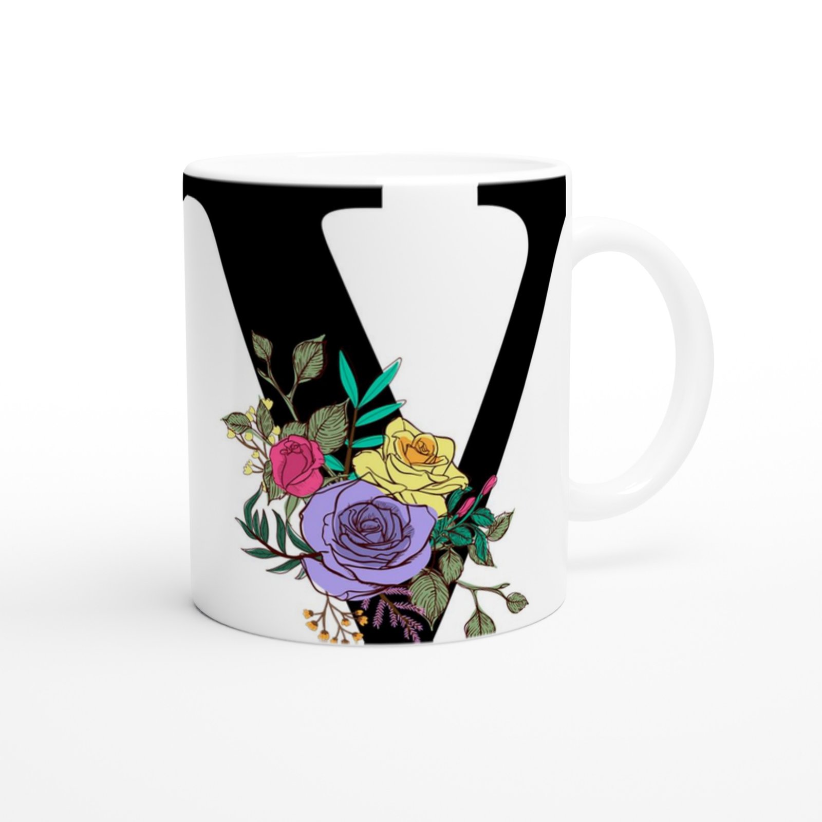 V Harfi Çiçekli Zarif Kupa Bardak - 3