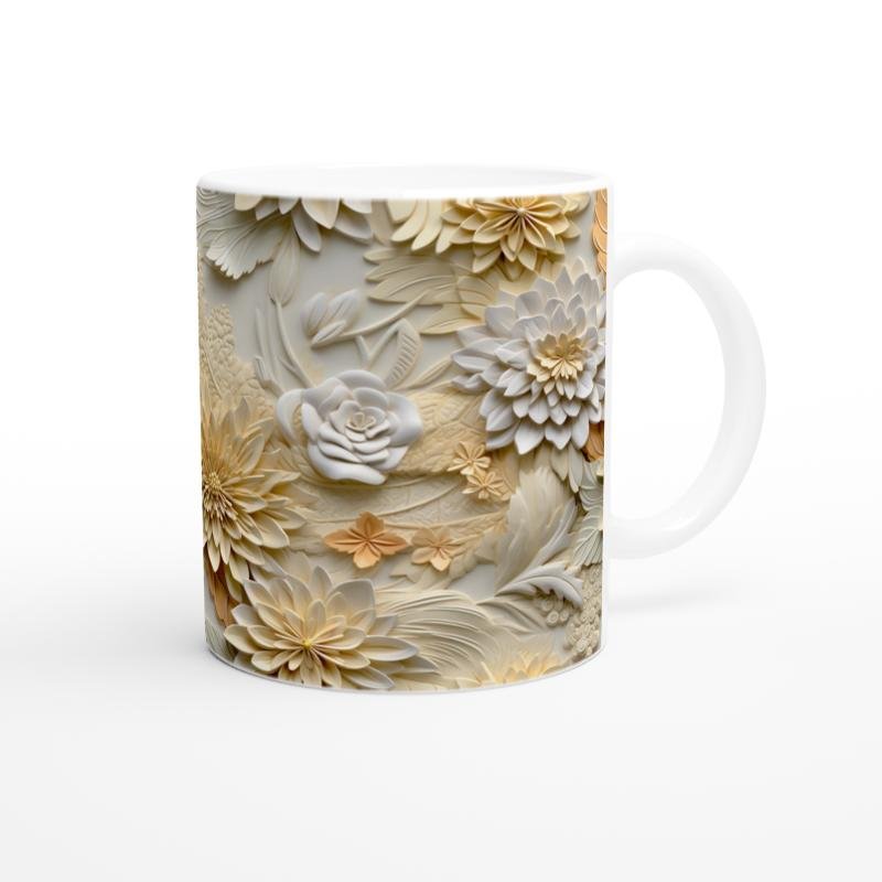 Vanilya Bahçesi Çiçek Desenli Kupa Bardak - 3