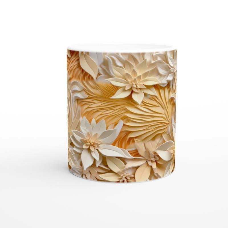 Vanilya Işıltısı Çiçekli Kupa Bardak - 2